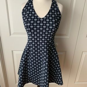 Abercrombie Floral Navy & White Vneck Skater Dress